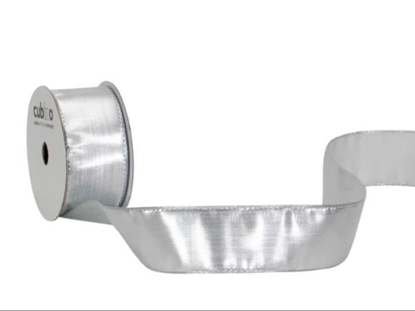 Spyk Geschenkband Cubino Monte Carlo Silber – 25 mm × 4 m