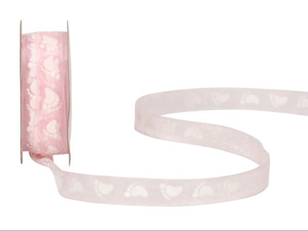 Spyk Geschenkband Baby, gemustert, rosa – 10 mm × 4 m – 1 Stk.