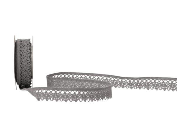 Spyk Cubino Spitzen Geschenkband Grau – 14 mm × 2 m – 1 Stk.