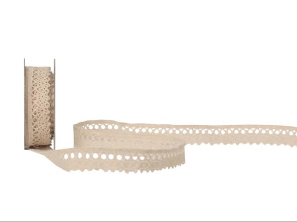 Spyk Cubino Spitzen Geschenkband Beige – 14 mm × 2 m – 1 Stk.