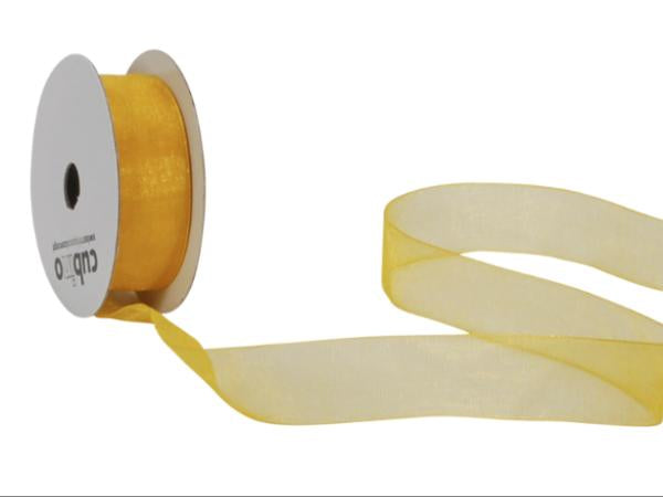 Spyk Geschenkband Organzaband Gelb – 15 mm × 8 m – 1 Stk.