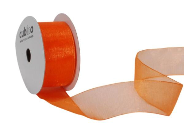 Spyk Geschenkband Organsa Orange – 25 mm × 6 m – Echte Webkante