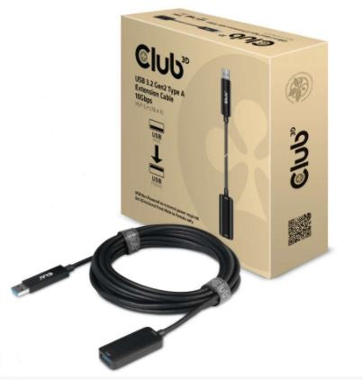 CLUB3D Club 3D – USB-A Verlängerungskabel (Stecker auf Buchse) – USB 3.2 Gen 2 (10 Gbit/s) – 5 m – Schwarz