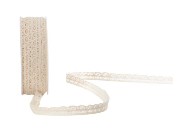 Spyk Geschenkband Liza Beige – 10 mm × 10 m – Spitzenband