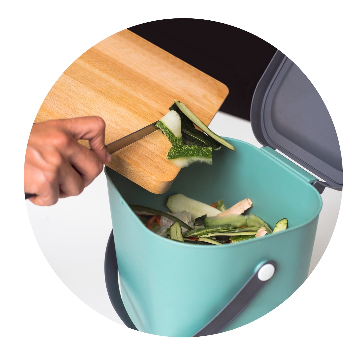 Rotho Recyclingbehälter Albula – 6 l – Recycling-Kunststoff, rund – Anthrazit