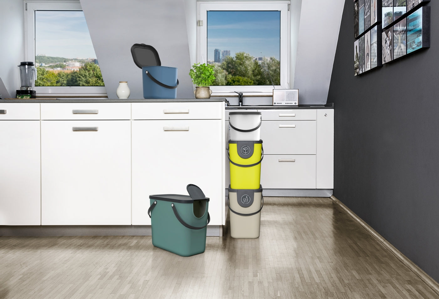Rotho Recyclingbox Albula – 6 l – Kunststoff, rechteckig – Mistelgrün