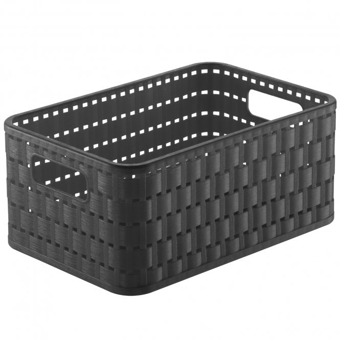 Rotho Country Aufbewahrungskorb 4 l – Recycling-Kunststoff – Anthrazit – mit Griff, BPA-frei