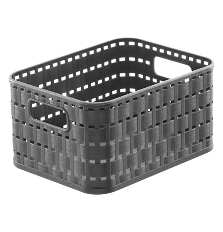 Rotho Country Aufbewahrungskorb 2 L – Kunststoff – Anthrazit – für A6 – mit Griffen – 137 × 98 × 183 mm