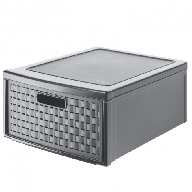 Rotho Country Schubladenturm 1 Schublade 19,2 l – Kunststoff – Anthrazit – 340 × 200 × 450 mm
