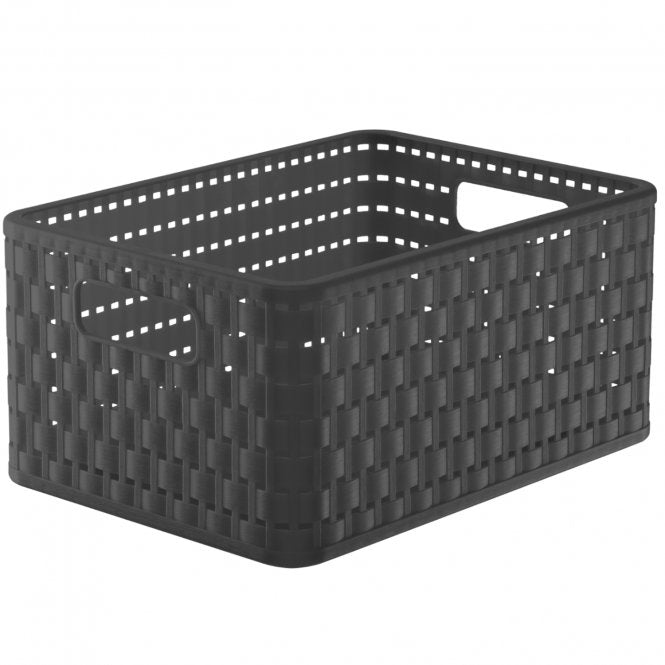 Rotho Country Aufbewahrungskorb 11 l – Kunststoff – Anthrazit – mit Griffen – 238 × 160 × 328 mm