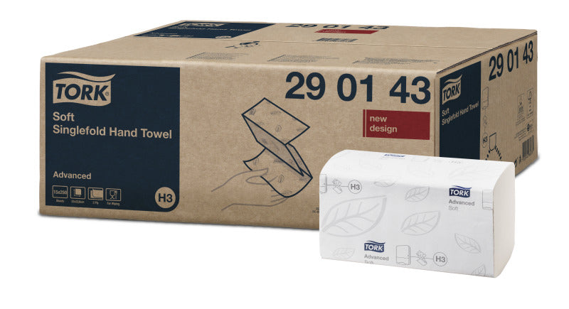 Tork Falthandtuch – Z-Falz, 2-lagig, Zellstoff, Weiss, 226 × 230 mm, für Tork H3