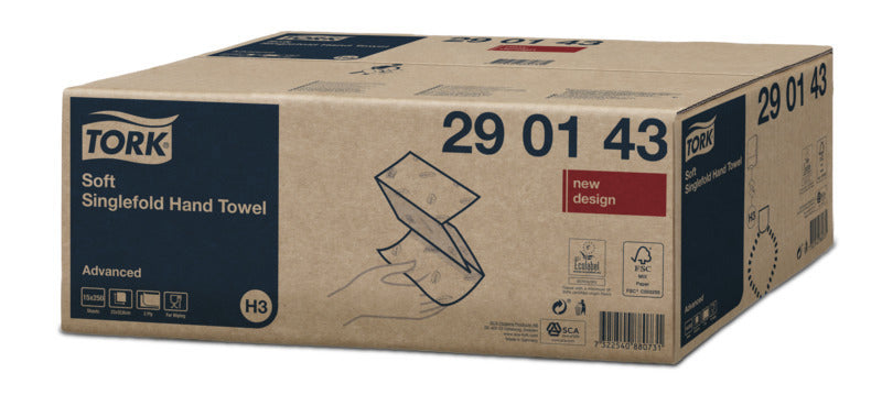 Tork Falthandtuch – Z-Falz, 2-lagig, Zellstoff, Weiss, 226 × 230 mm, für Tork H3
