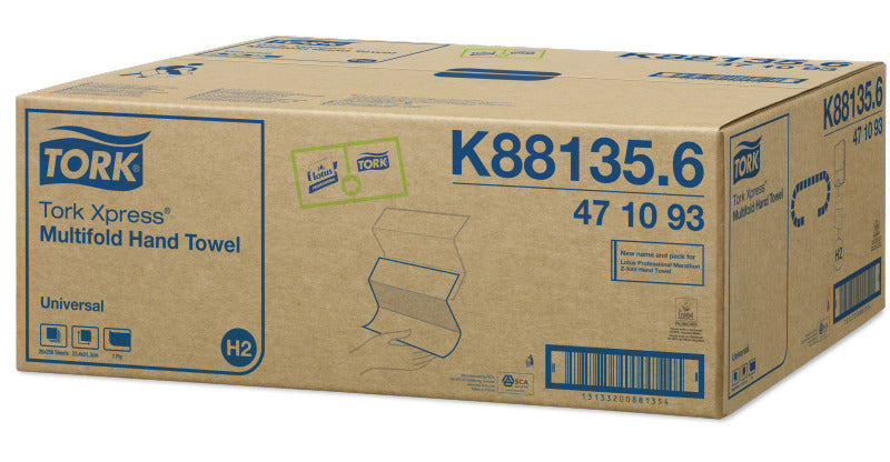 Tork Falthandtücher Z-Falz – 1-lagig, weiss – 213 × 234 mm – für Tork H2 – Pack 20 × 250 Blatt