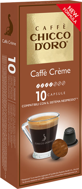 Chicco d'Oro Kaffeekapseln Caffè Crème – für Caffitaly & Nespresso – Intensität 4/7 – 10 Kapseln