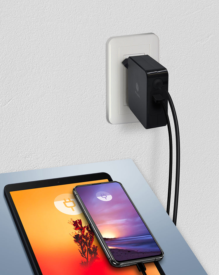 ICY BOX IB-PS101-PD USB-Ladegerät 90 W – USB-C×1, USB-A×1 – PD 3.0 – EU-Stecker (Typ C) – Schwarz