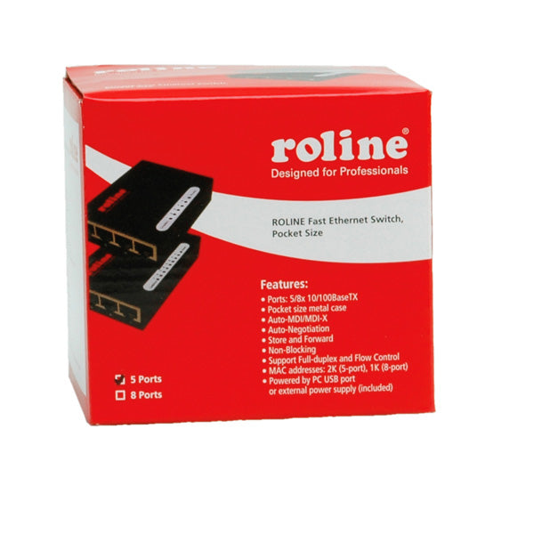 ROLINE Pocket – Unmanaged Switch – 5× 100 Mbit/s, Desktop