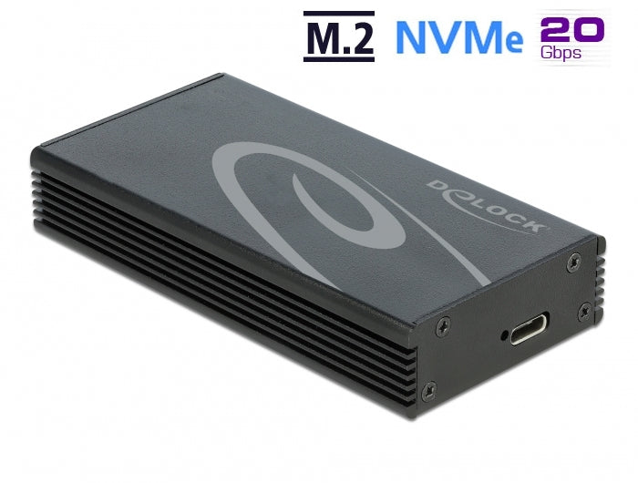 DeLOCK M.2 NVMe zu USB-Gehäuse Typ-C 20Gbps – USB 3.2 Gen 2x2, 1-Bay, für M.2 NVMe (PCIe)