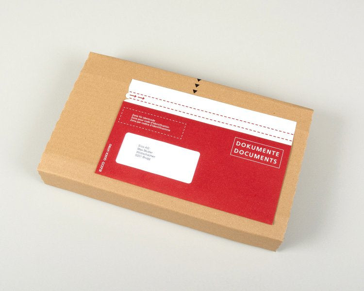 Elco Dokumententasche – C6/5 (114 × 229 mm), Fenster links, bedruckt, rot, Papier, selbstklebend – 250 Stück