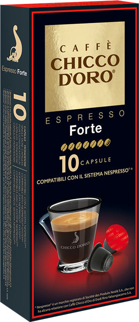 Chicco d'Oro Kaffeekapseln Espresso Forte – für Caffitaly & Nespresso – Intensität 4/7 – 10 Kapseln