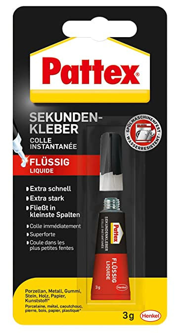 Pattex Sekundenkleber – Tube, permanent, transparent, schnelltrocknend, 3 g, für viele Materialien