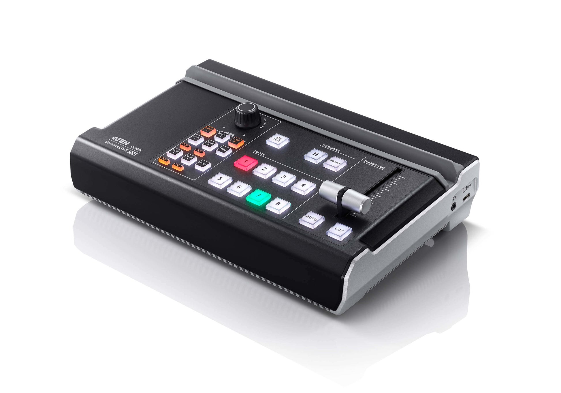 ATEN UC9040 – AV-Mischer, 4× HDMI-Eingänge, 2× HDMI-Ausgänge, 4K@60 Hz, Streaming & Aufnahme, für YouTube/Twitch
