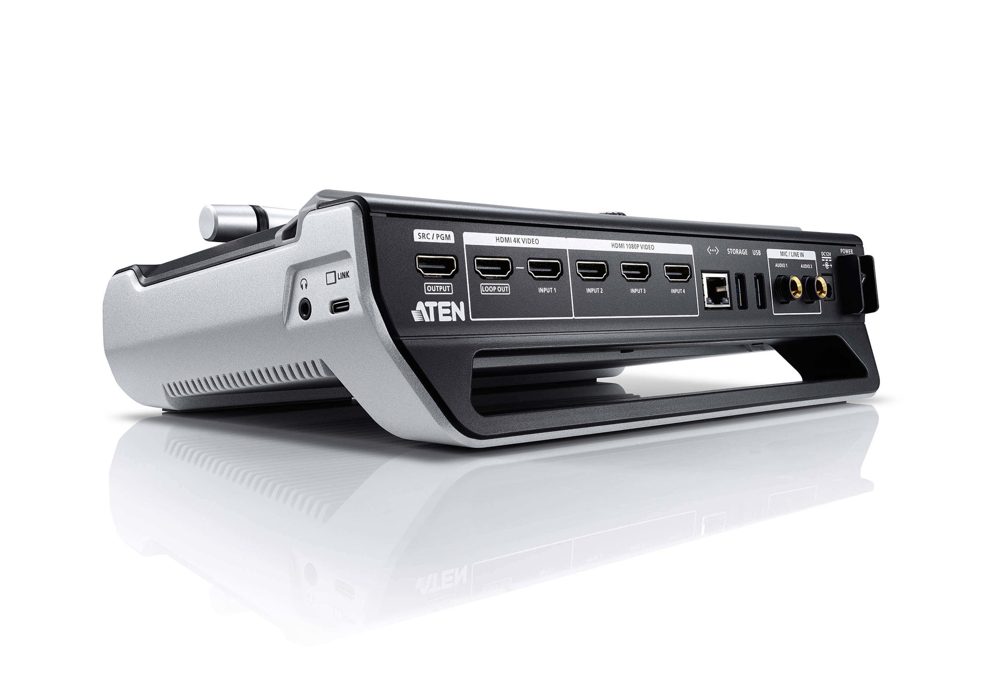 ATEN UC9040 – AV-Mischer, 4× HDMI-Eingänge, 2× HDMI-Ausgänge, 4K@60 Hz, Streaming & Aufnahme, für YouTube/Twitch