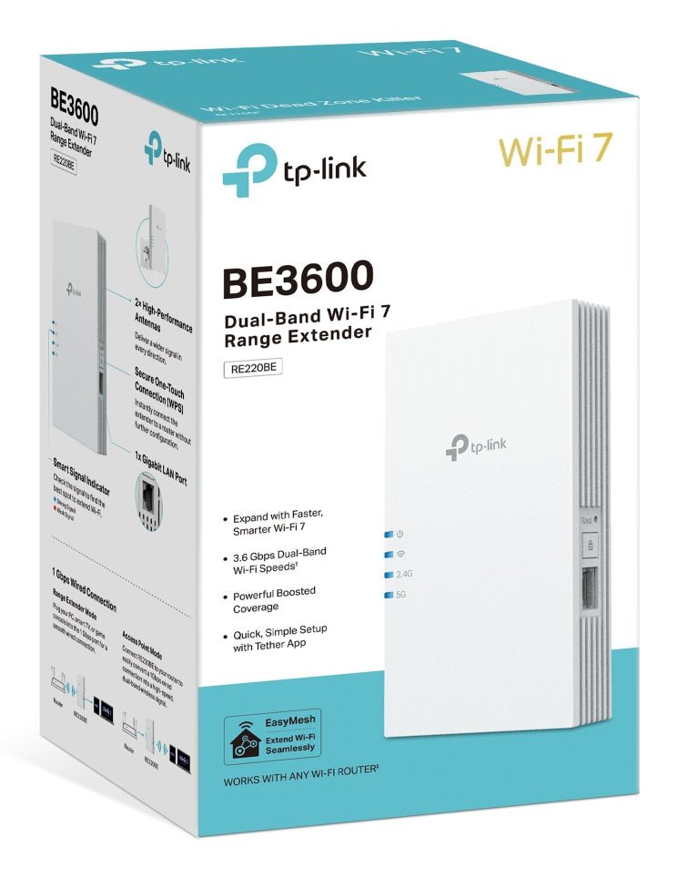 TP-Link RE220BE – Access Point – Wi‑Fi 7 (2,4/5 GHz), 3,6 Gbit/s, GbE