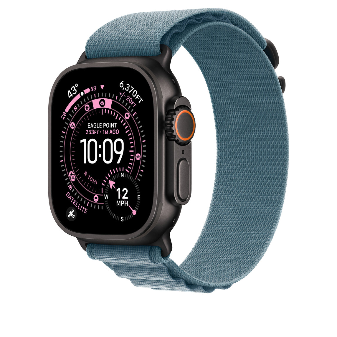 Apple Alpine Loop – Armband – für Apple Watch 49 mm, Black Titanium Finish, M, Titan