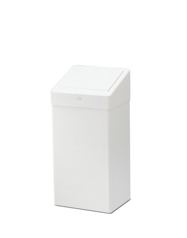Tork Abfallcontainer – 50 l – mit Deckel – Metall, Weiss – B × H × T 341 × 706 × 258 mm – zur Wandmontage