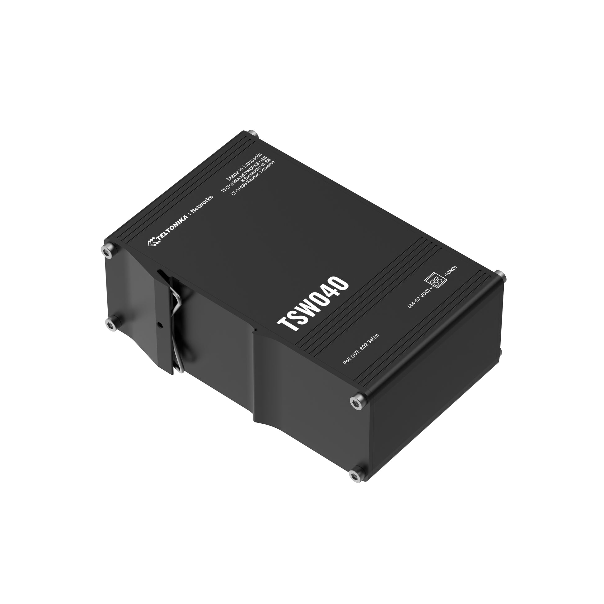 Teltonika TSW040 – Unmanaged Switch – 8× 10/100 Mbit/s, PoE+, PoE-Budget 240 W, DIN-Schiene
