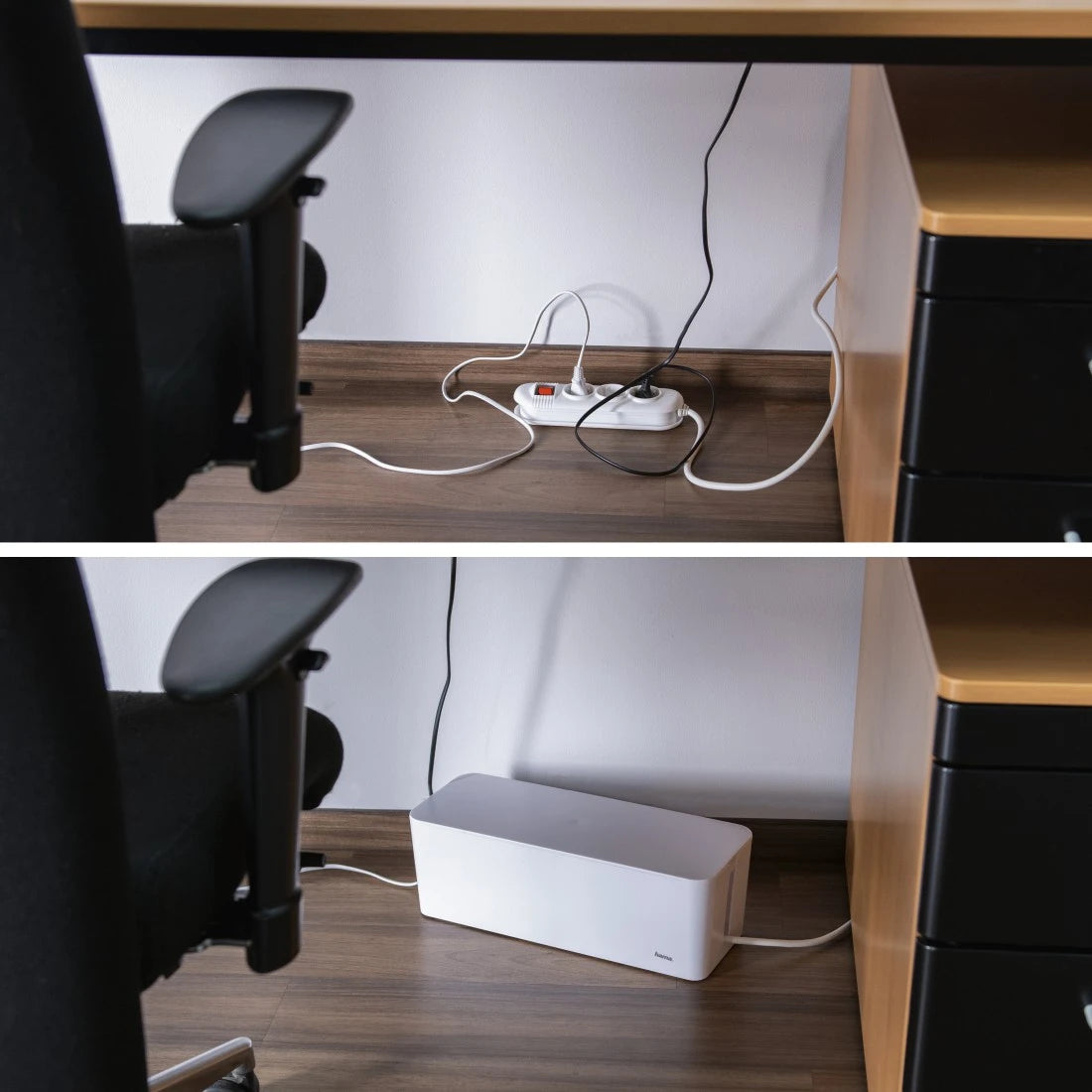 Hama Kabelbox – 406 × 156 mm, Kunststoff, Weiss, zuschneidbar, für Kabel bis Ø 20 mm