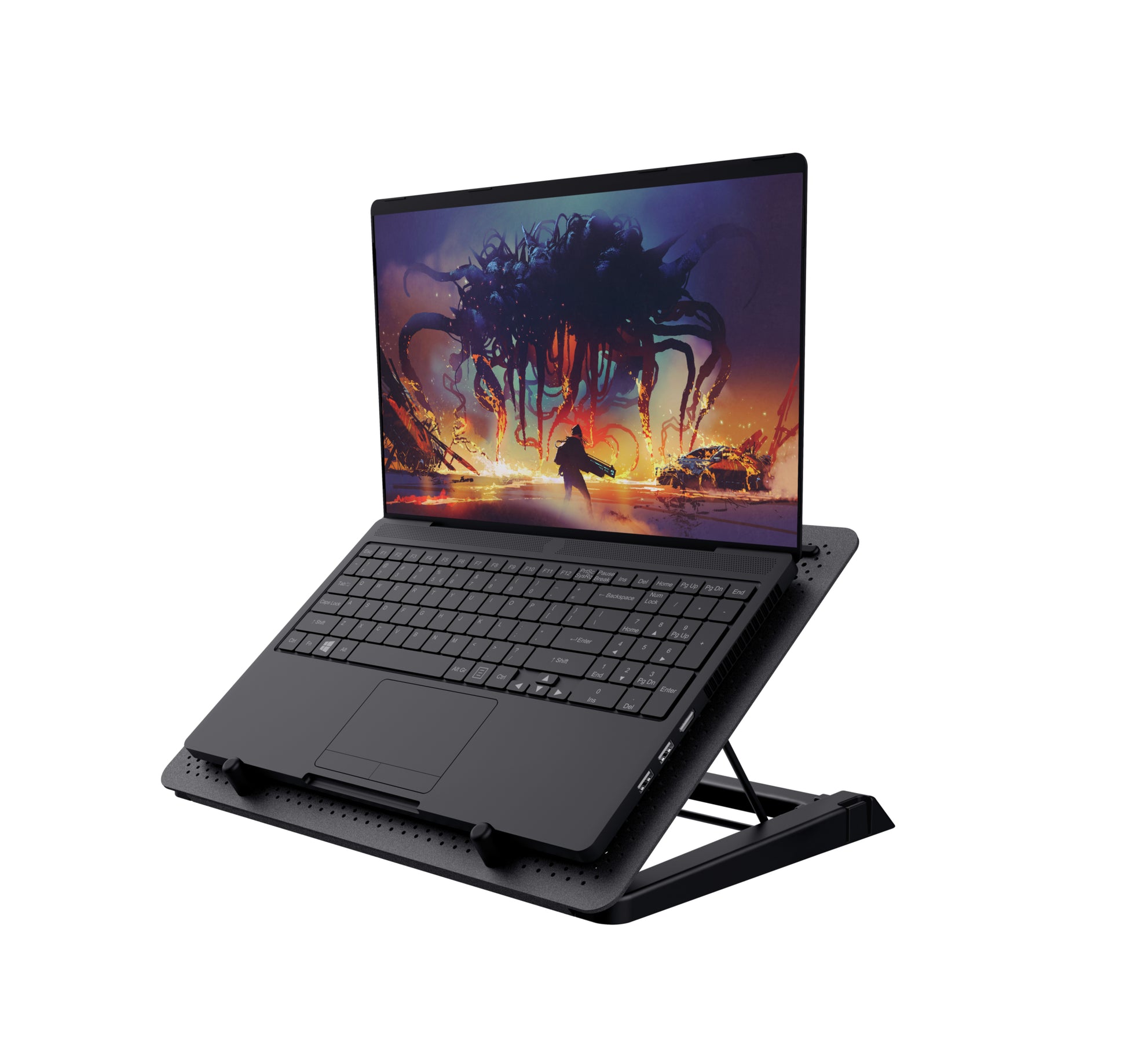 Trust Laptop-Ständer – für Notebooks bis 17,3", USB-Port, Aluminium, schwarz