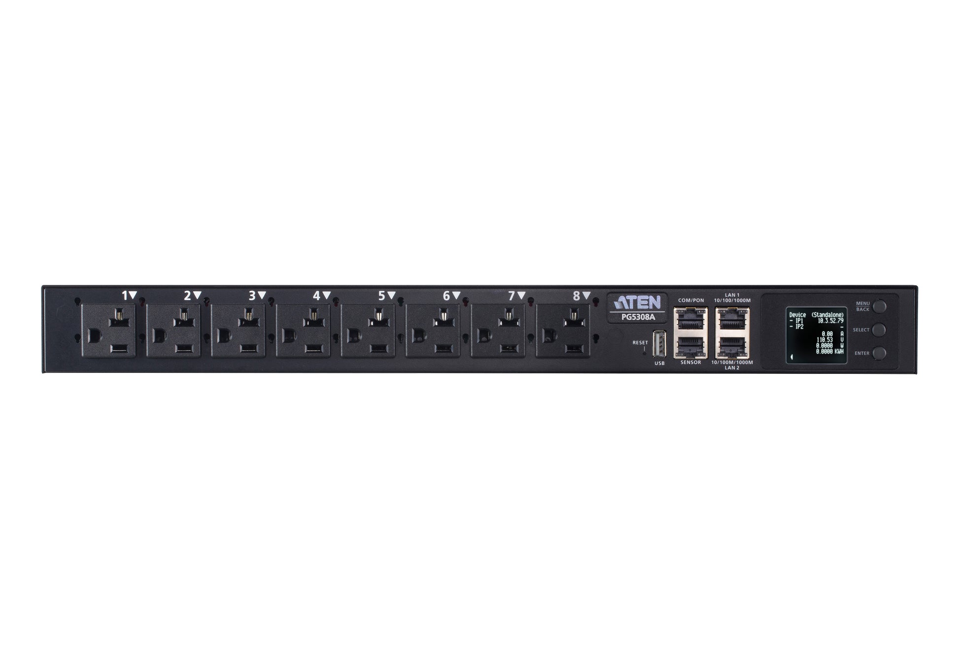 ATEN PG5308G – Rack-PDU gemessen, 6× IEC C13 + 2× IEC C19, 32 A, Stecker IEC 60309, 1U, 2,3 kW