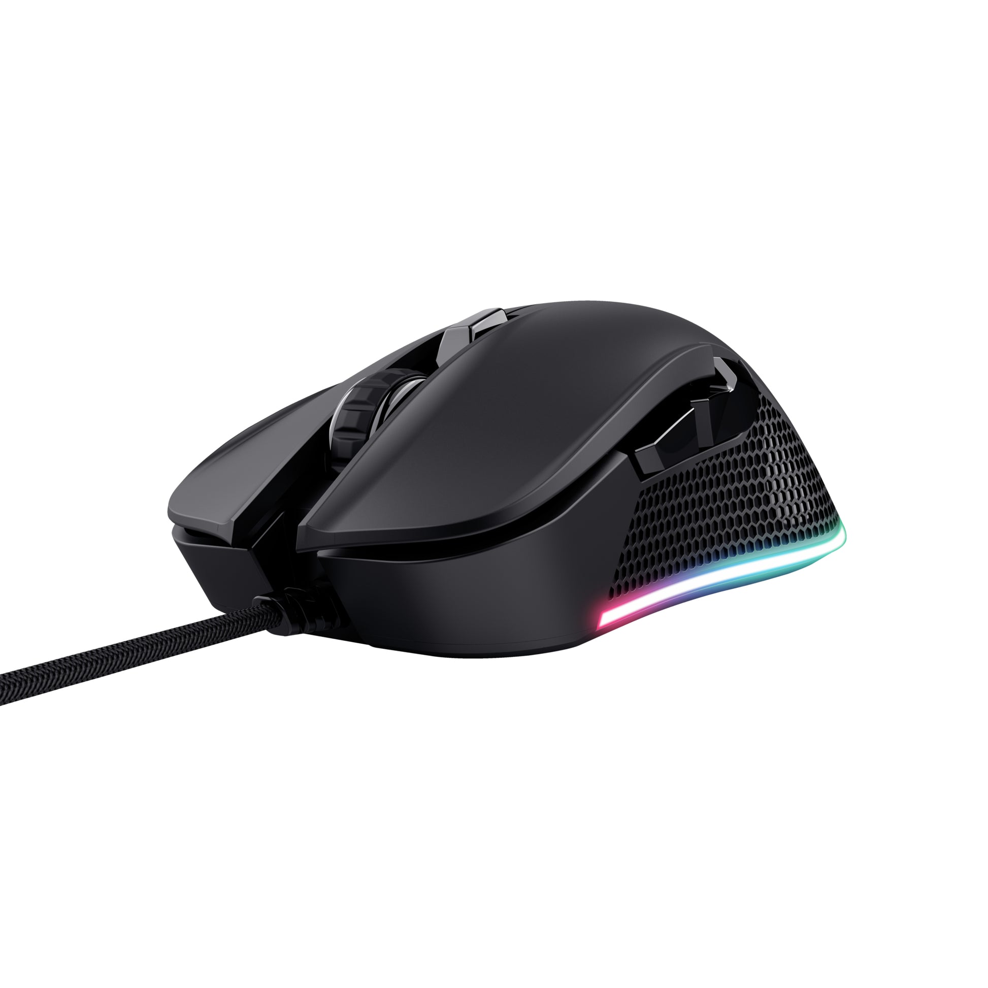Trust GXT 922 Ybar – Gaming-Maus – Kabelgebunden (USB-A), 7200 DPI, RGB-Beleuchtung, rechts, Schwarz