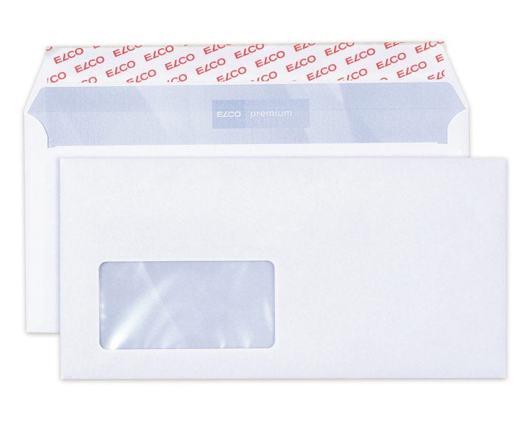 Elco Couvert C5/6, Fenster links, Haftklebung, hochweiss, 80 g/m², mit Innendruck – 200 Stk.