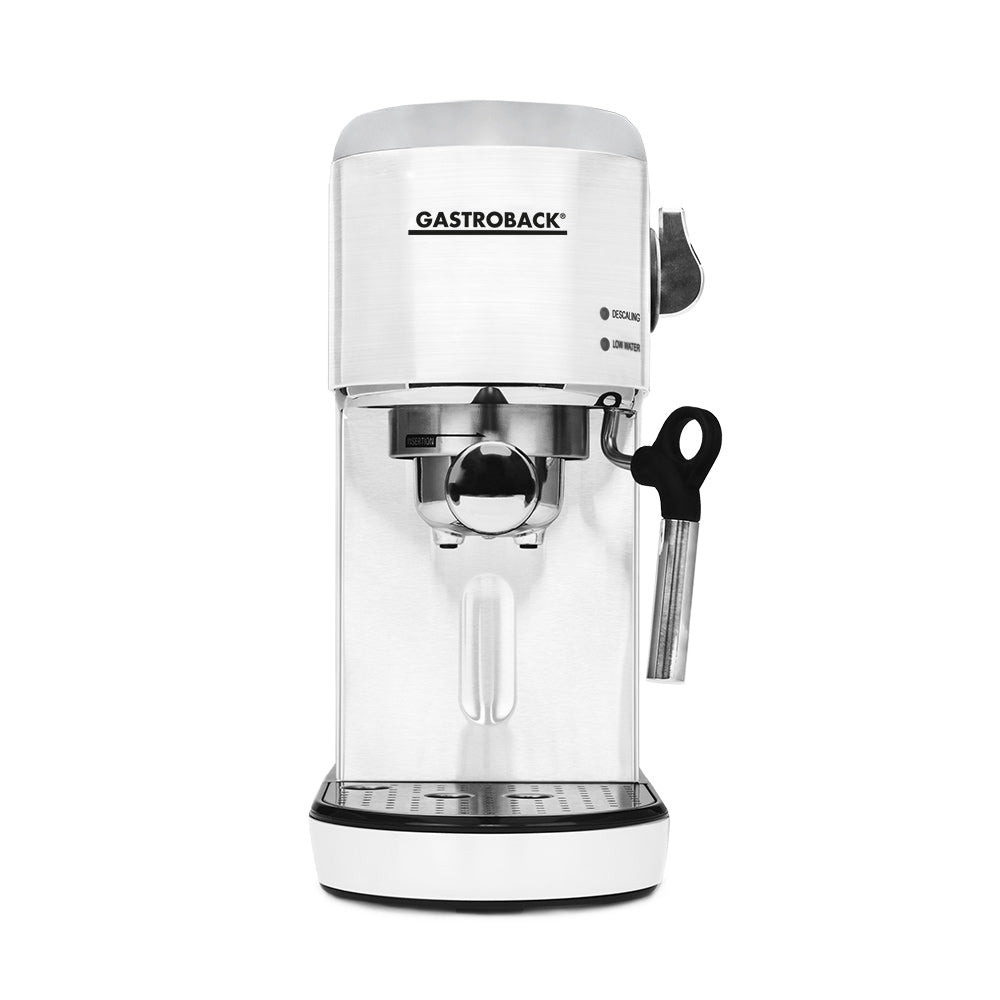 Gastroback Piccolo Espressomaschine (Siebträger) – 19 bar, 1,5 l, Milchschaumdüse, Weiss