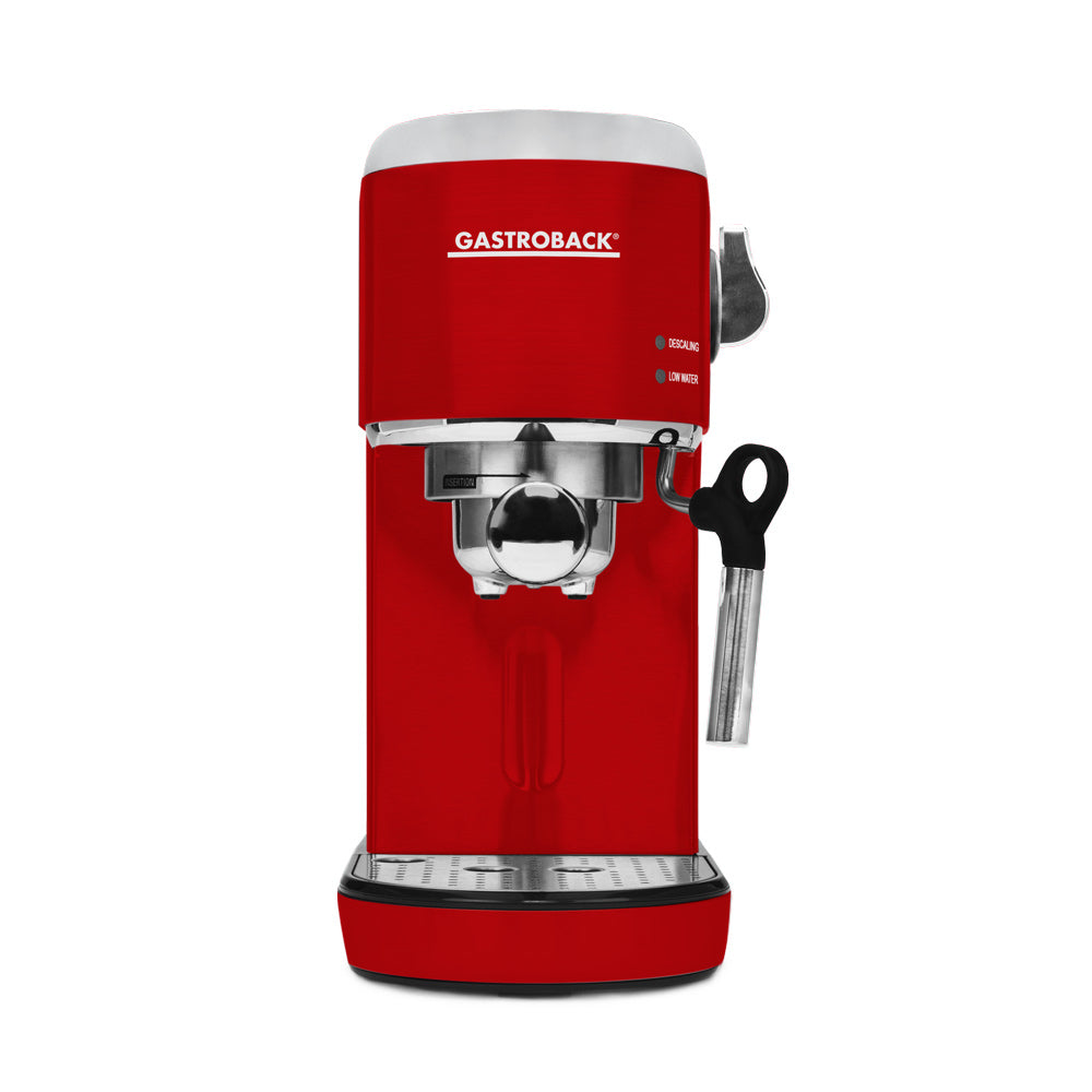 Gastroback Espressomaschine (Siebträger) – 19 bar, 1,5 l, Milchaufschäumer, Rot, 15 × 30,8 × 30 cm