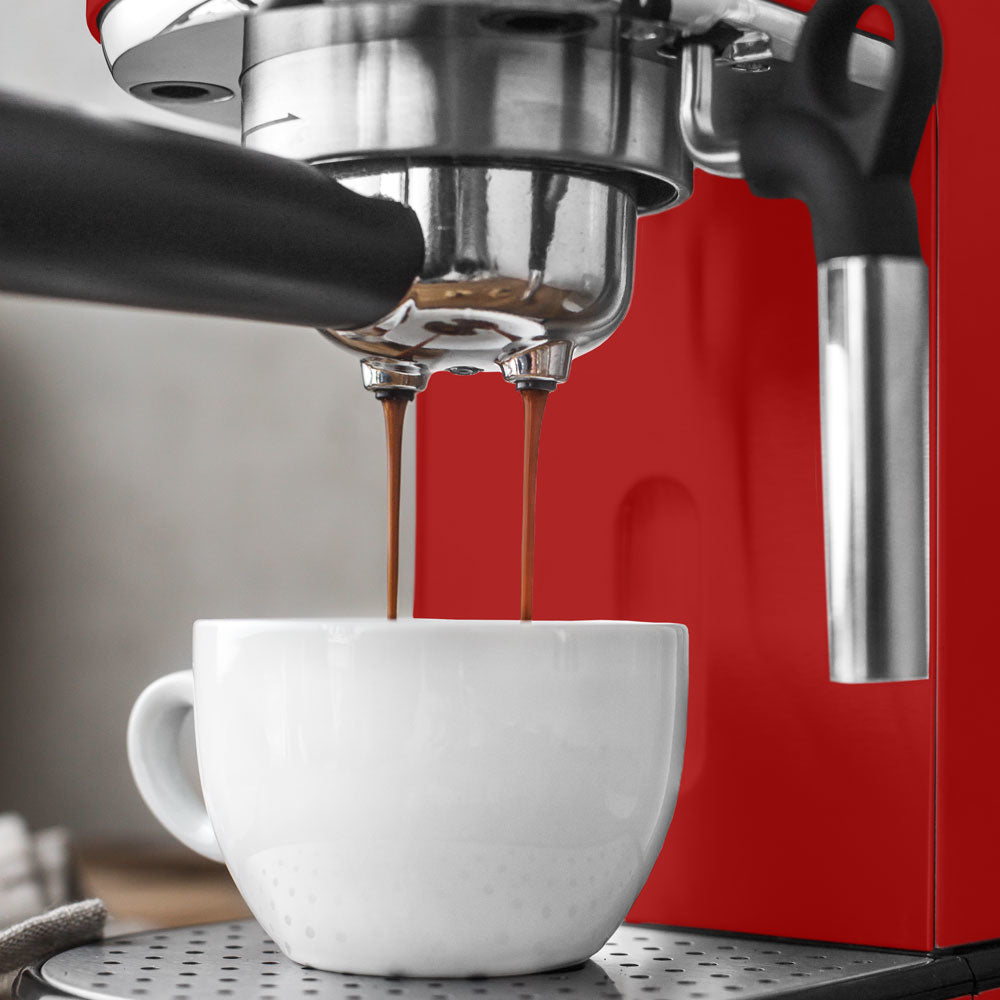 Gastroback Espressomaschine (Siebträger) – 19 bar, 1,5 l, Milchaufschäumer, Rot, 15 × 30,8 × 30 cm