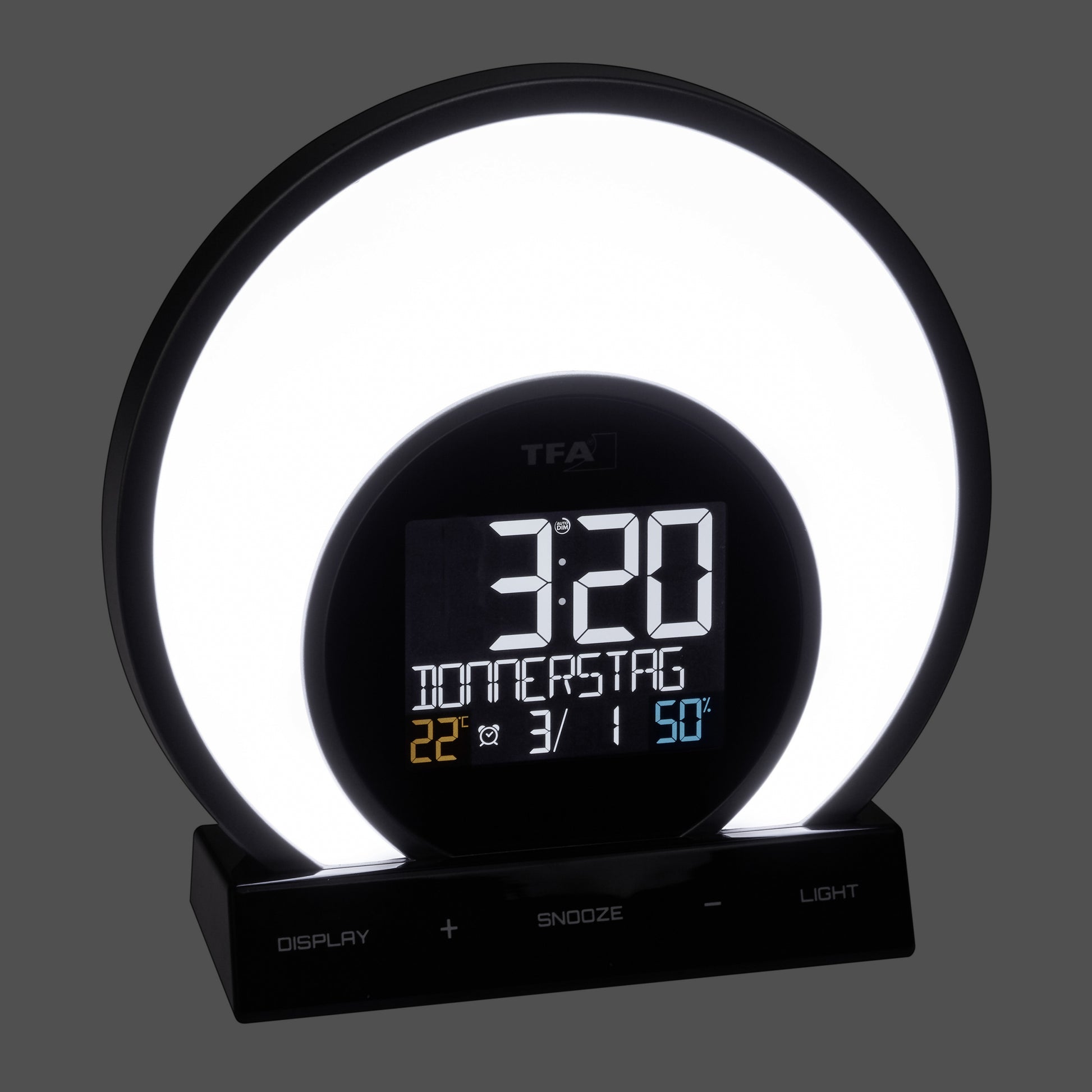 TFA-Dostmann TFA Dostmann Soluna Lichtwecker – digital – 6,8 × 17,5 × 17,0 cm, schwarz, Kunststoff, Lichtprojektion, USB