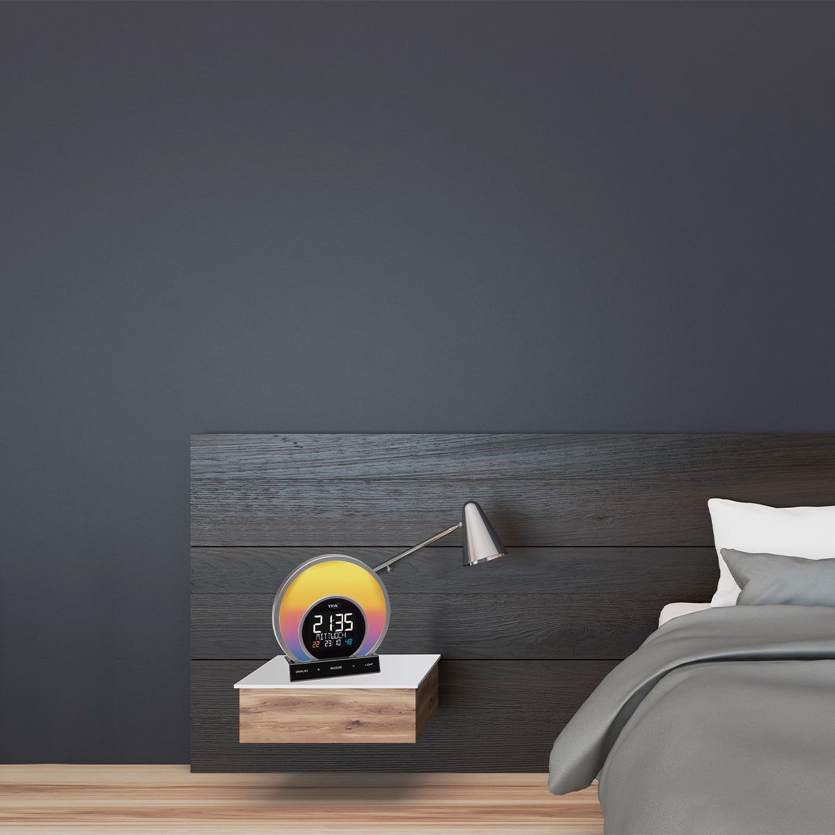 TFA-Dostmann TFA Dostmann Soluna Lichtwecker – digital – 6,8 × 17,5 × 17,0 cm, schwarz, Kunststoff, Lichtprojektion, USB