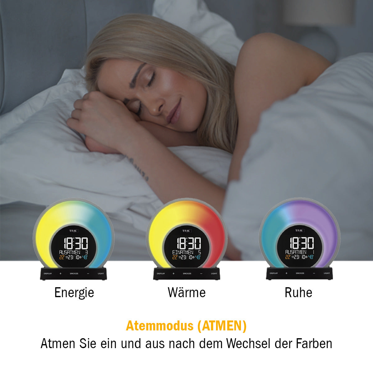 TFA-Dostmann TFA Dostmann Soluna Lichtwecker – digital – 6,8 × 17,5 × 17,0 cm, schwarz, Kunststoff, Lichtprojektion, USB