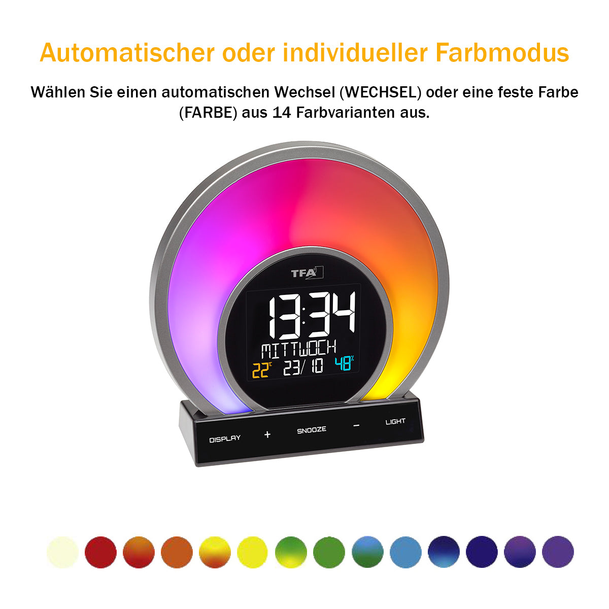 TFA-Dostmann TFA Dostmann Soluna Lichtwecker – digital – 6,8 × 17,5 × 17,0 cm, schwarz, Kunststoff, Lichtprojektion, USB