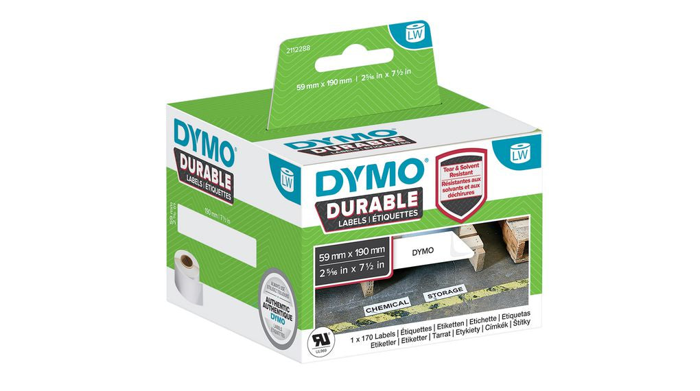 DYMO Drucketiketten, 59 mm × 190 mm, weiss, für LabelWriter 4XL und LabelWriter 450 Serie, 170 Stück