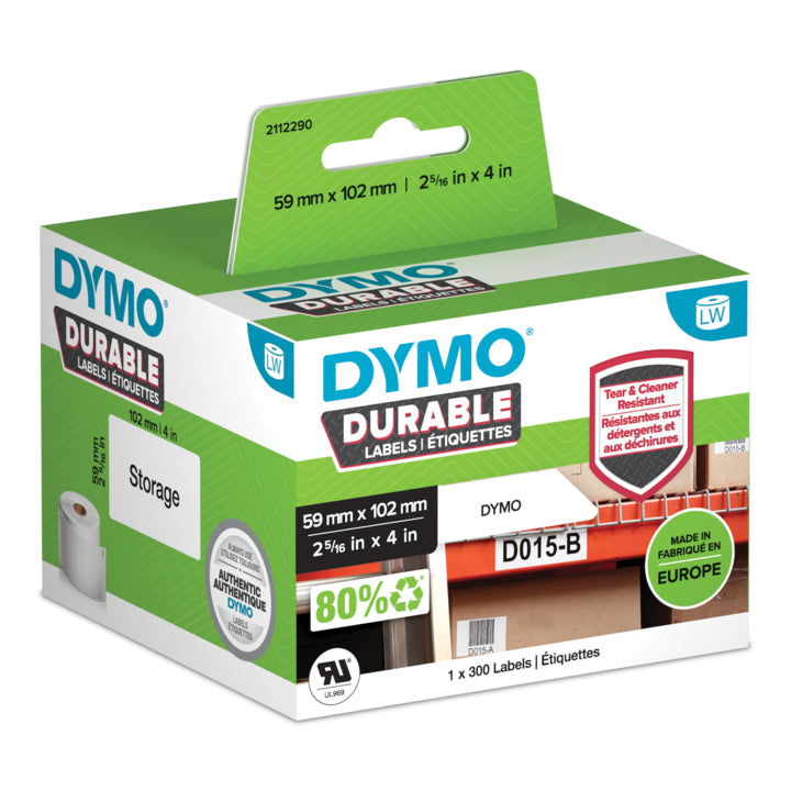 DYMO Druckeretiketten, 59 mm × 102 mm, weiss, für LabelWriter 4XL, 450 Serie (ohne 450 Duo), 300 Stück