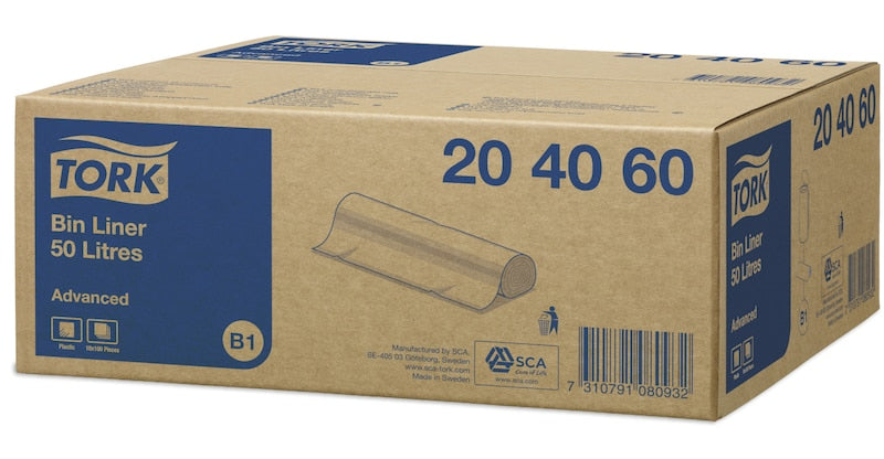 Tork Kehrichtsack 204060 – 50 l, transparent, 25 µm, 25 Stk