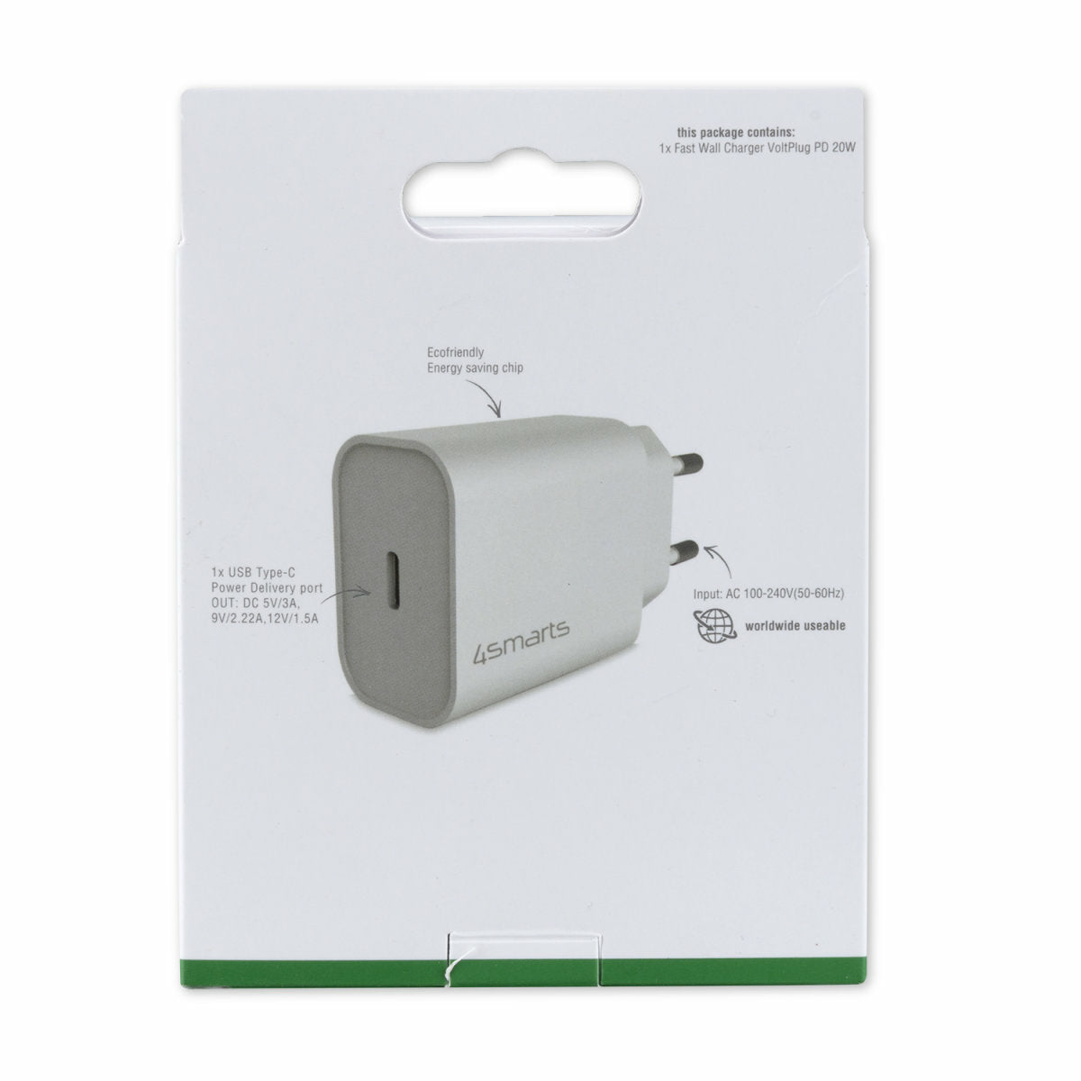 4smarts VoltPlug USB-Ladegerät 20 W – USB-C×1 – PD – Weiss