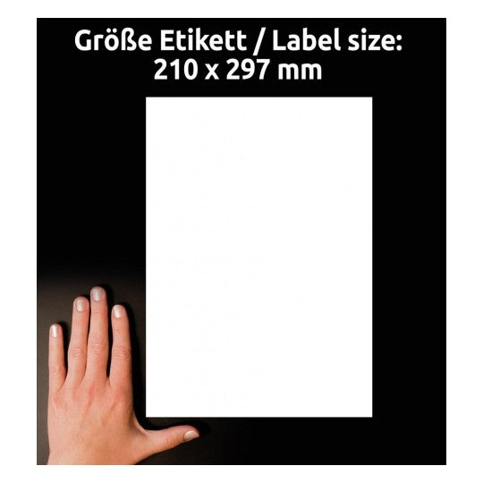 Avery Haftetiketten, 210 mm × 297 mm, naturweiss, Altpapier, permanent, 10 Blatt