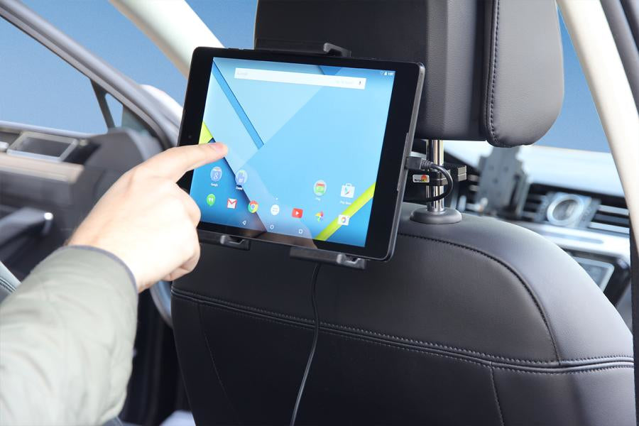 Brodit Active Tablet-Halterung Auto-Kopfstütze – für Tablets 14–19,5 cm, Tiefe ≤2,5 cm – USB-C – Schwarz