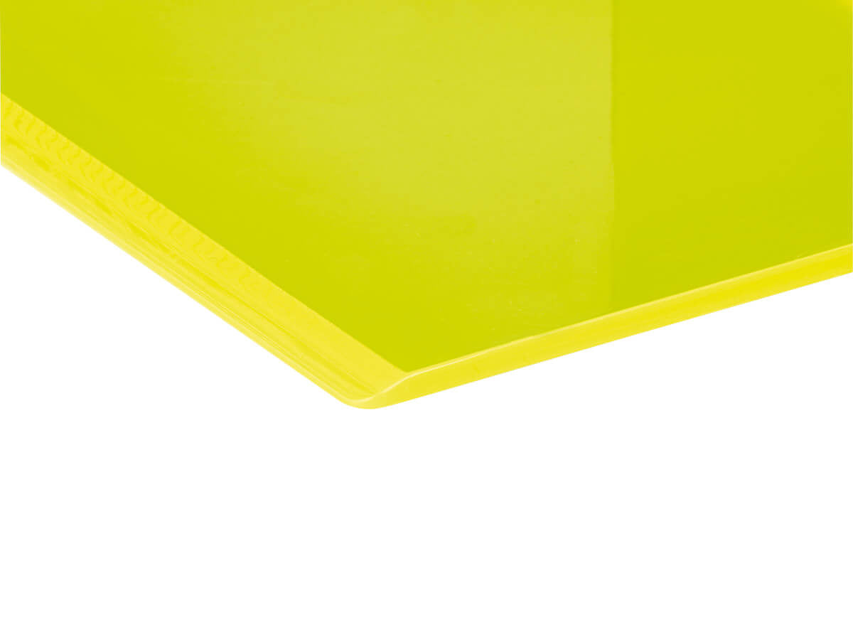 MAUL Buchstütze – 100 × 100 × 130 mm, Acryl, 3 mm, gelb