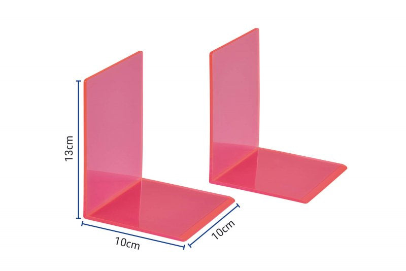 MAUL Buchstützen – pink transparent – 100 × 130 mm – Acryl, 2 Stück